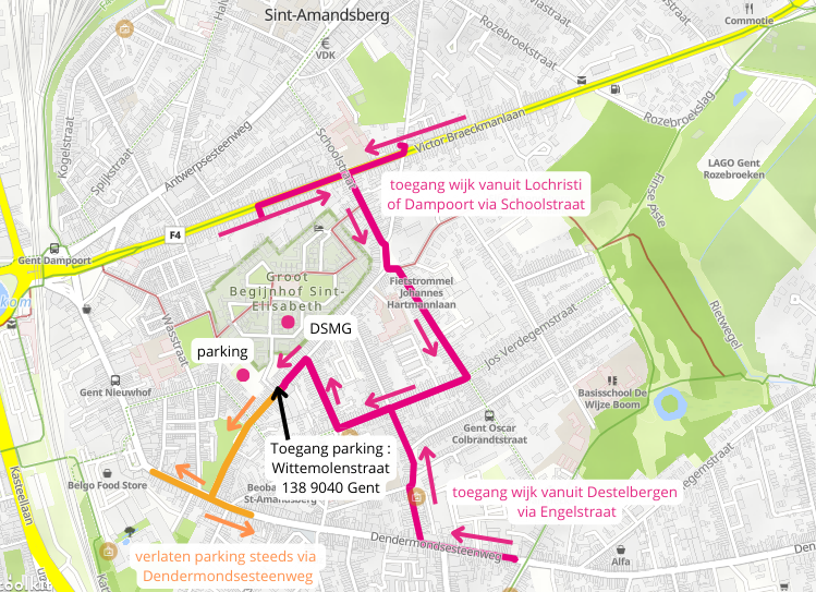 De route naan het DSMG met de wagen